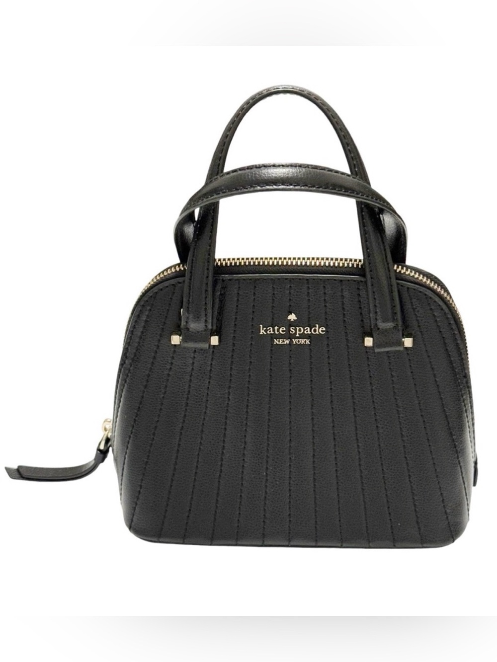 kate spade Black Quilted Mini Dome Satchel with Gold Hardware